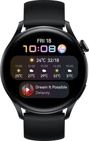 Huawei Watch 3 Active Stainless Steel 46mm Waterproof with eSIM and Heart Rate Monitor (Black)