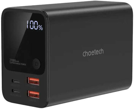 Choetech B635BK Power Bank 27000mAh 22.5W with 2 USB-A Ports and 2 USB-C Ports Black view 5