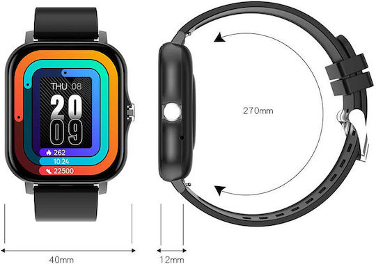 GT20 Aluminium Smartwatch with Heart Rate Monitor (Black) view 4