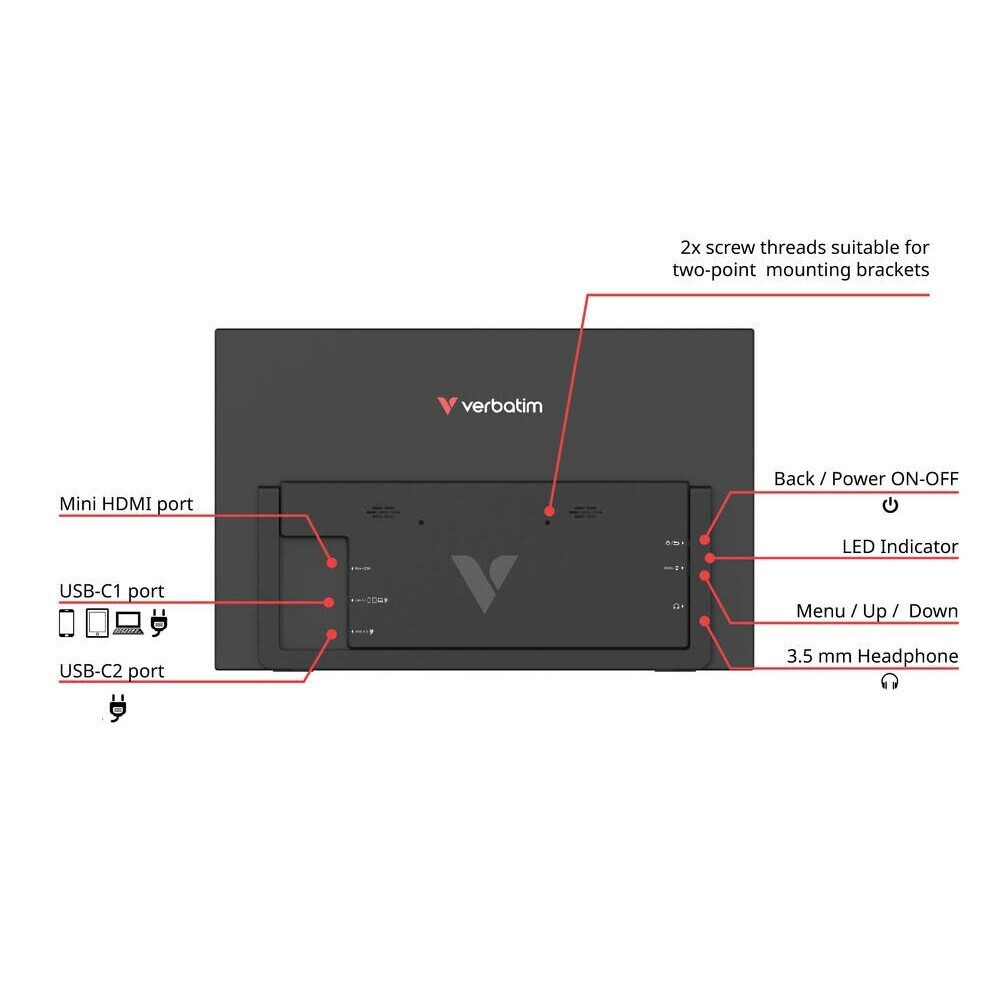 Verbatim Light 32401 IPS Portable Monitor 15.6" FHD 1920x1080 with Response Time 10ms GTG view 8