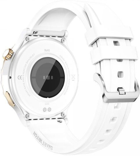 Aoke E23 Stainless Steel 44mm Smartwatch with Heart Rate Monitor (White) view 7