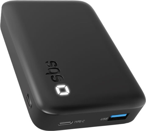 SBS BCT10000LDK Power Bank 10000mAh 10W with USB-A Port and USB-C Port Black view 1