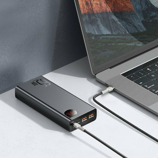 Baseus Adaman Metal Digital Display Power Bank 20000mAh 65W with 2 USB-A Ports and USB-C Port Quick Charge 3.0 Black view 7