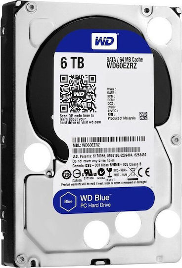 Western Digital Blue 6TB HDD Hard Drive 3.5" SATA III 5400rpm with 256MB Cache for Desktop WD60EZAZ view 2