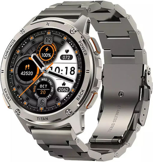 MaxCom FW110 Titan Chronos Titanium Smartwatch with SIM and Heart Rate Monitor (Silver)