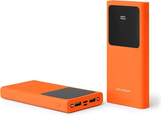Colorum Power Bank 10000mAh 22.5W with 2 USB-A Ports and USB-C Port xOrange view 2