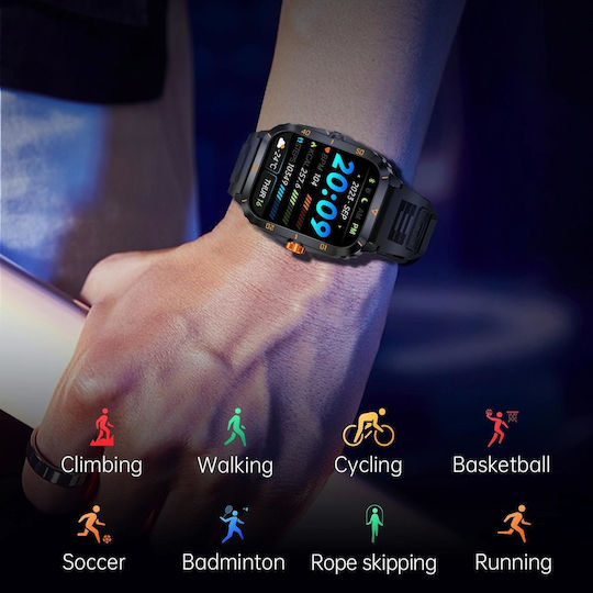 KT71 Smartwatch with Heart Rate Monitor (Black) view 6
