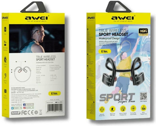 Awei E1BL In-ear Bluetooth Handsfree Earphones with Sweat Resistance Black view 4