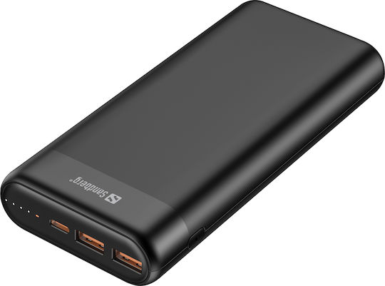 Sandberg 420-62 Power Bank 20000mAh 65W with 2 USB-A Ports and USB-C Port Power Delivery / Quick Charge 3.0 Black