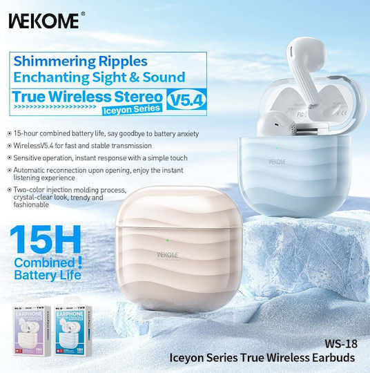 WK WS-18 Earbud Bluetooth Handsfree Headphones with Charging Case Blue view 5
