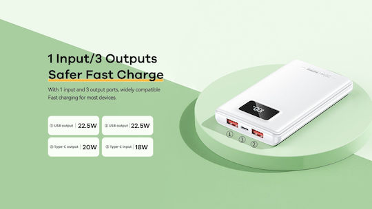 Remax RPP-319 Power Bank 10000mAh 22.5W with 2 USB-A Ports and USB-C Port Power Delivery White vista 2