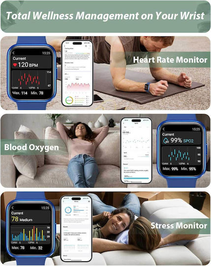 Tensky ID208 Plus Smartwatch with Heart Rate Monitor (Blue) view 3