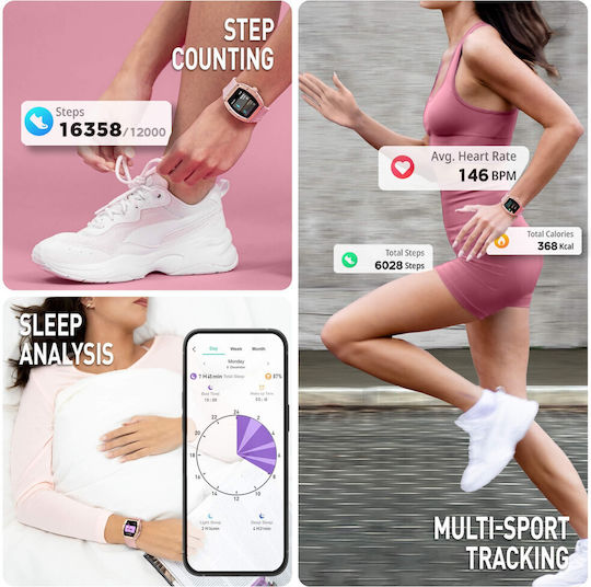 Reflex Smartwatch Pink Silicone Strap Ra52-2226 view 3