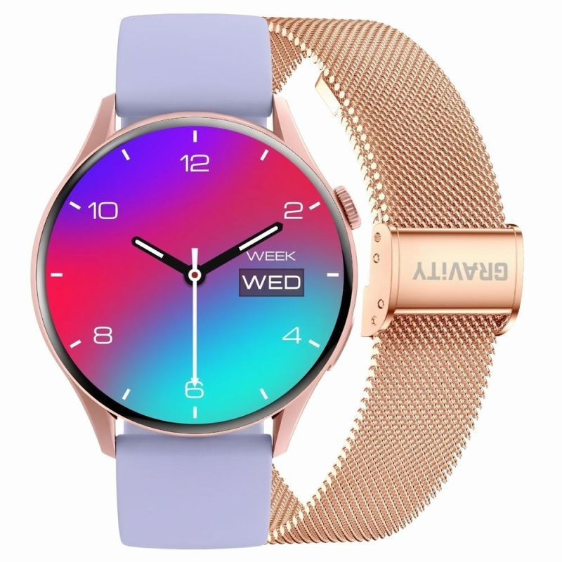 Gravity GT11-7 45mm Smartwatch with Heart Rate Monitor (Rose Gold)