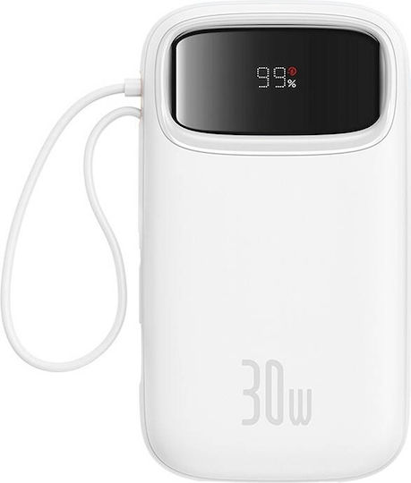 Baseus QPow 2 Power Bank 20000mAh 30W with USB-A Port and 2 USB-C Ports White view 2
