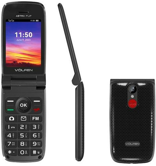 Volfen Astro Flip Dual SIM (32GB) Mobile Mobile with Buttons Black view 1