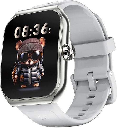 Kumi KU7 Smartwatch with Heart Rate Monitor (Silver)