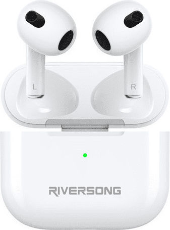 Riversong Air Mini Light Earbud Bluetooth Handsfree Earphones with Charging Case White view 4