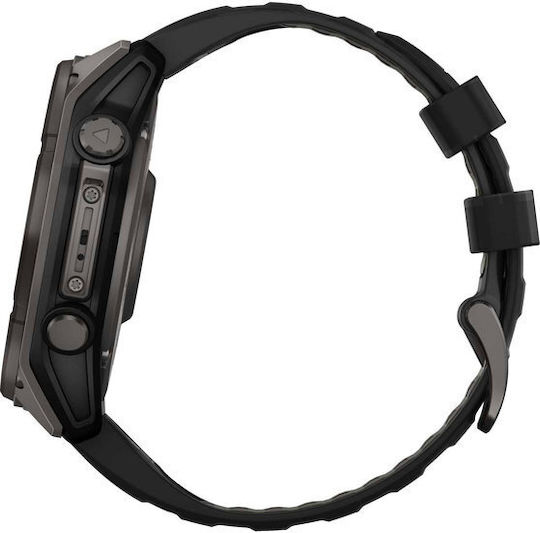 Garmin Fenix 8 Solar Titanium 51mm Waterproof Smartwatch with Heart Rate Monitor (Sapphire, Carbon Grey Dlc Titanium With Black/pebble Grey Silicone Band) view 6