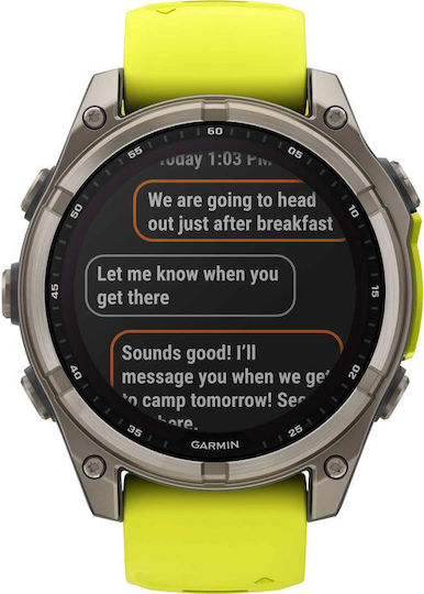 Garmin Fenix 8 Solar Titanium 47mm Waterproof Smartwatch with Heart Rate Monitor (Sapphire, Titanium With Amp Yellow/Graphite Silicone Band) view 5