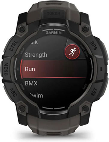 Garmin Instinct 3 AMOLED Aluminium 50mm Waterproof Smartwatch with Heart Rate Monitor (Black with Charcoal Band) view 3
