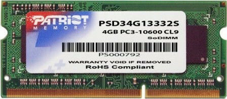 Patriot Signature DDR3 with Module 1x4GB and Speed 1333 for Laptop PSD34G13332S