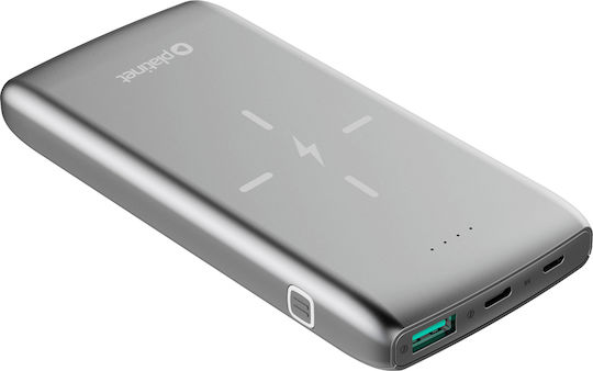 Platinet QI Wireless Charging Power Bank 10000mAh 10W with 2 USB-A Ports and USB-C Port Quick Charge 3.0 Silver