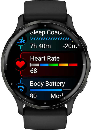 Garmin Venu 3 Stainless Steel 45mm Waterproof Smartwatch with Heart Rate Monitor (Slate Bezel With Black Silicone Band) view 1