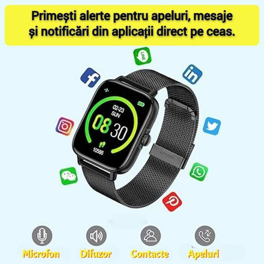 Smartwatch with Heart Rate Monitor (Black) vista 4