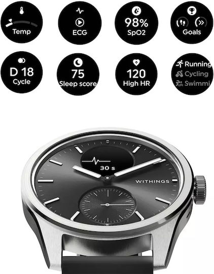 Withings ScanWatch 2 Stainless Steel 42mm Waterproof with Heart Rate Monitor (Black) view 8