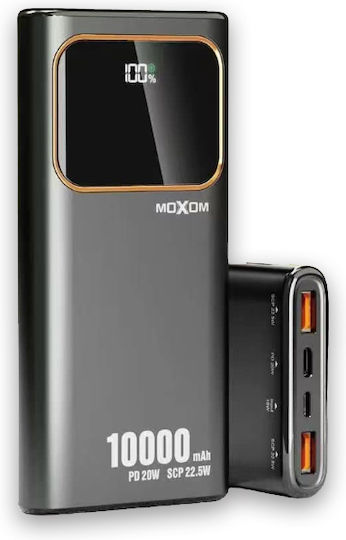 Moxom MX-PB63 Power Bank 10000mAh 20W with 2 USB-A Ports Power Delivery Black