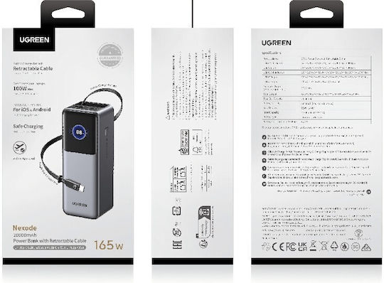 Ugreen PB726/55987B Power Bank 20000mAh 165W with USB-A Port and USB-C Port Power Delivery Gray view 4
