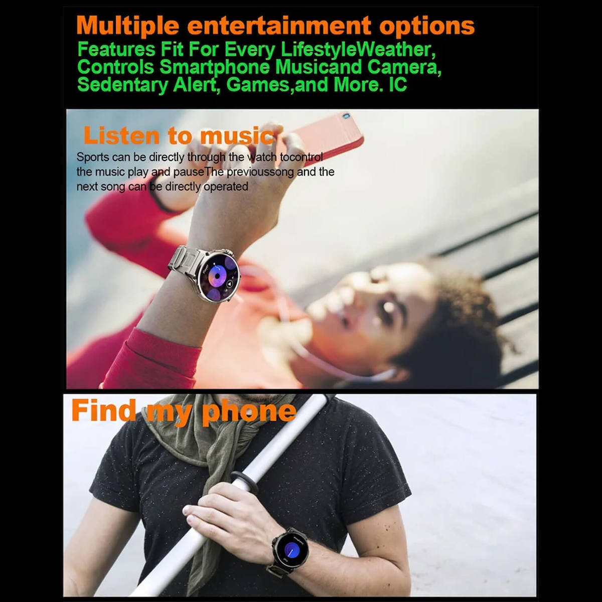 Smartwatch Microwear V69 Black Silicone view 7
