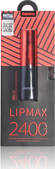 Remax Lipmax RPL-12 Power Bank 2400mAh with USB-A Port Red vista 3
