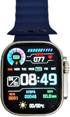 Andowl QU50 HD Smartwatch with Heart Rate Monitor (Grey / Blue Strap)