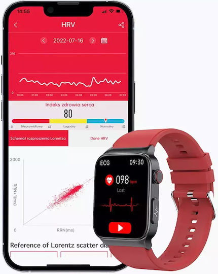 Watchmark Cardio One Smartwatch with Heart Rate Monitor (Red) view 8