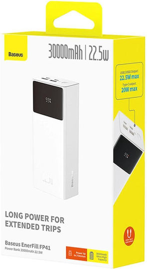 Baseus EnerFill FP41 Power Bank 30000mAh 22.5W with 2 USB-A Ports and USB-C Port White view 6