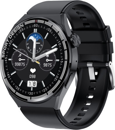 Hdt 3 Max 1.6 Inch Silicone Band Ip67 Waterproof Smart Watch Support Bluetooth Call Nfc Black view 1