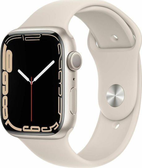 Apple Watch Series 7 Aluminium 45mm Waterproof with Heart Rate Monitor (Starlight) view 3