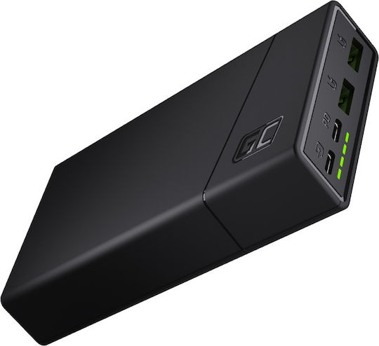 Green Cell PowerPlay20 20000mAh 18W with 2 USB-A Ports and USB-C Port Quick Charge 3.0 Black