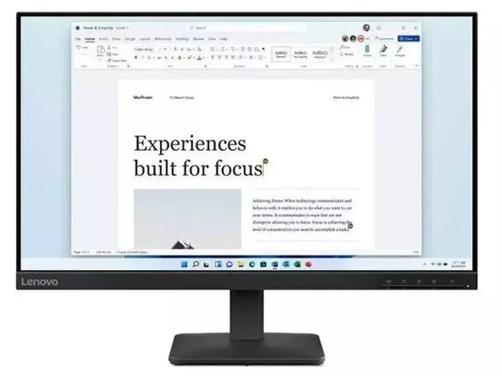 Lenovo L24-4e IPS Monitor 23.8" FHD 1920x1080 with Response Time 4ms GTG view 1