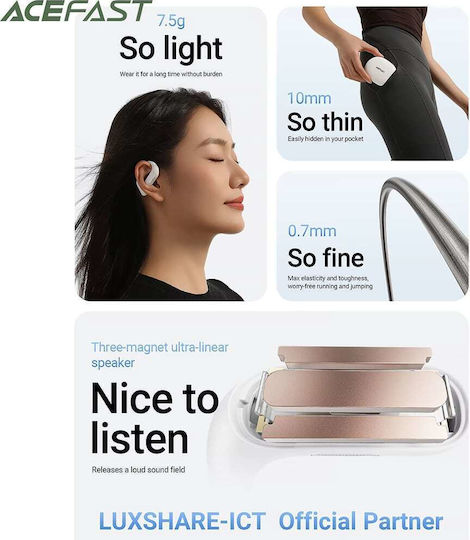 Acefast FA002 Air Open Ear Bluetooth Handsfree Earphones with Sweat Resistance and Charging Case White vue 5