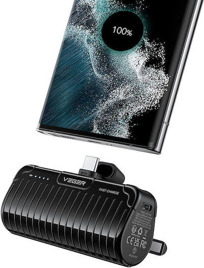 Veger Power Bank 5000mAh with USB-C Port Black view 2