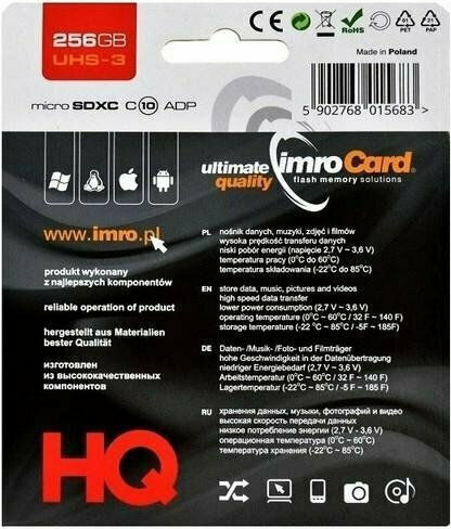 IMRO microSDXC 256GB Class 10 UHS-III 85MB/s with Adapter view 5