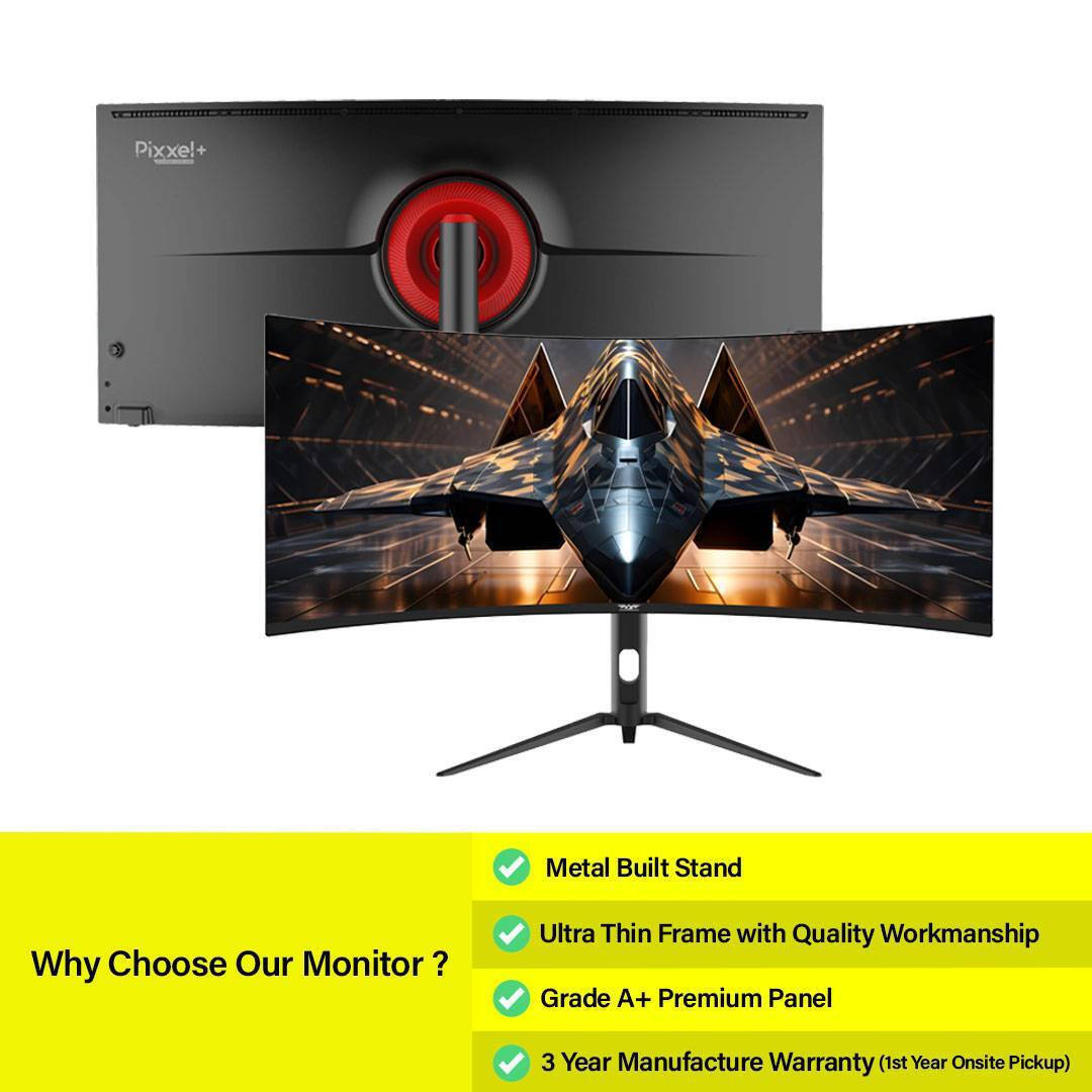 Armaggeddon XTREME SERIES XC34UWQHD Ultrawide HDR Curved Gaming Monitor 34" QHD 3440x1440 180Hz with 1ms Response Time GTG view 9