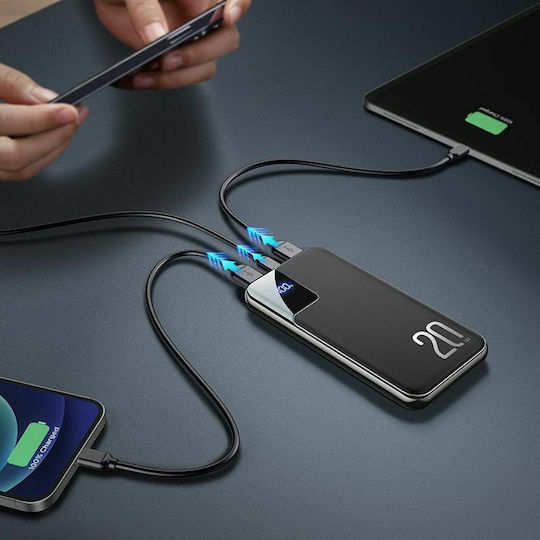 Joyroom JR-QP190 Plus Power Bank 20000mAh 20W with 2 USB-A Ports and USB-C Port Power Delivery Black view 5