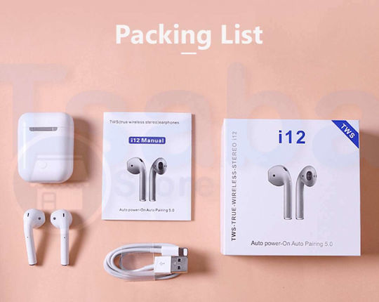 i12 Earbud Bluetooth Handsfree Earphones with Charging Case White view 9