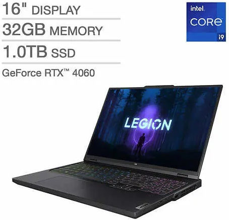 Lenovo Legion Pro 5 16IRX8 16" IPS QHD+ 165Hz (i9-13900HX/32GB/1TB SSD/GeForce RTX 4060/W11 Home) Onyx Grey (US Keyboard) vue 6