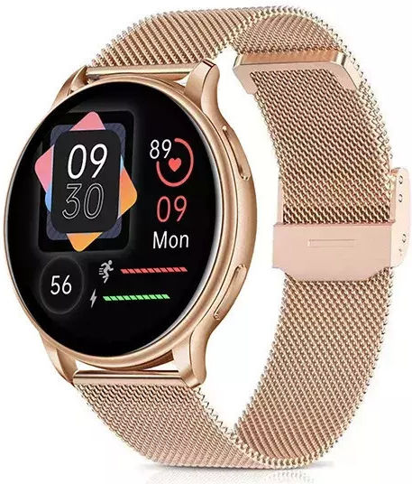 Nubi KM10 Smartwatch with Heart Rate Monitor (Rose Gold Mesh)