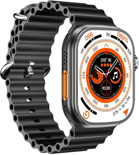Ws-e9 Ultra 2.2 Inch Ip67 Waterproof Metal Buckle Ocean Silicone Band Smart Watch Support Heart Rate Nfc Black view 3